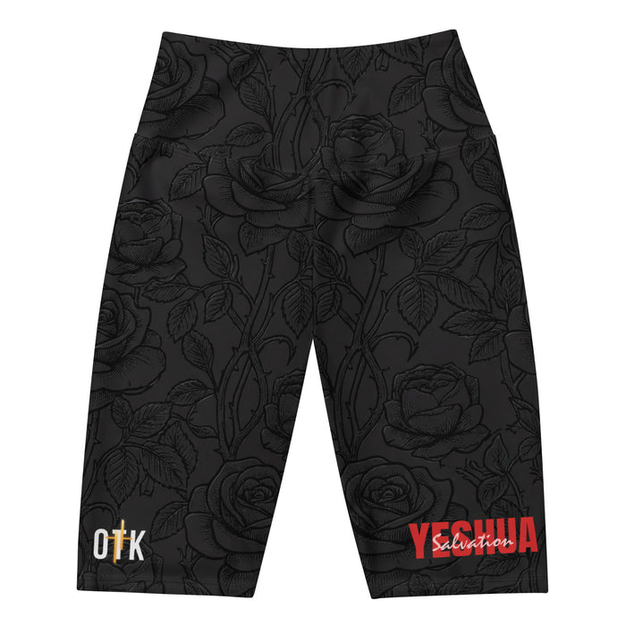 High-Waisted Biker Shorts | Roses of Yeshua Edition
